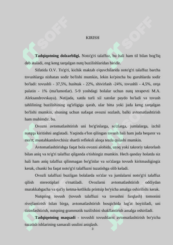 LOGOPEDNING SONORAL OVOZLARNI AVTOMATLASHTIRISH BOSQISHDAGI ishi. 3