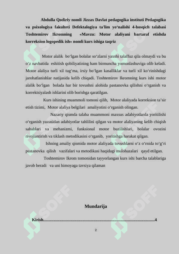 Motor alaliyani bartaraf etishda korreksion-logopedik ish 2