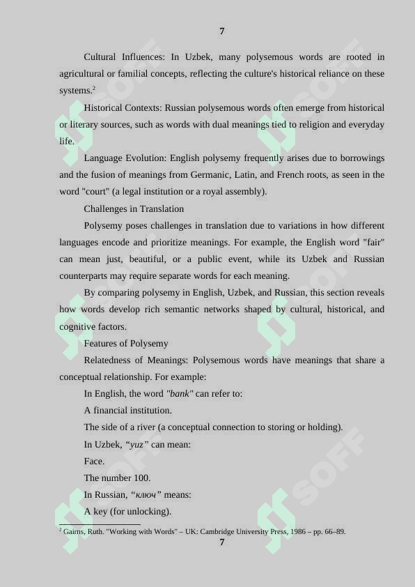 : “Polysemy and homonymy in English, Uzbek and Russian” 8