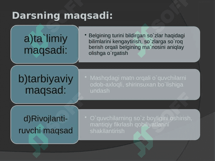 : Shaxs va narsaning belgisini bildirgan     so`zlar 2