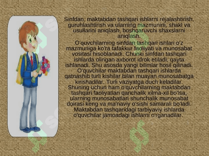 Sinfdan tashqari tarbiyaviy ishlar 6