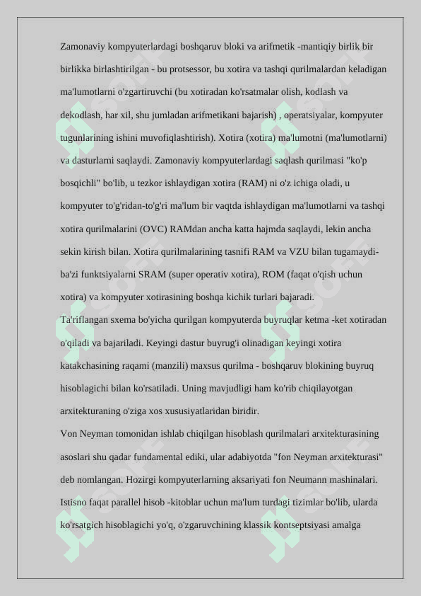 Kompyuter arxitekturasi_Kompyuter arxitekturasining apparatli va dasturiy modellari. 8