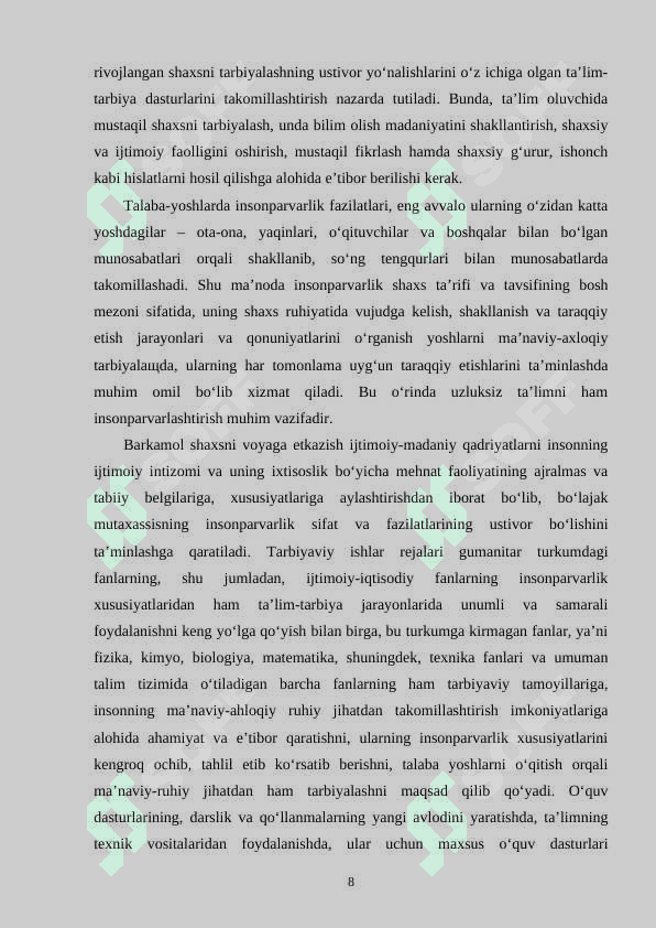 Tarbiya-shaxsni maqsadga muvofiq shaklantirish jarayoni sifatida 8