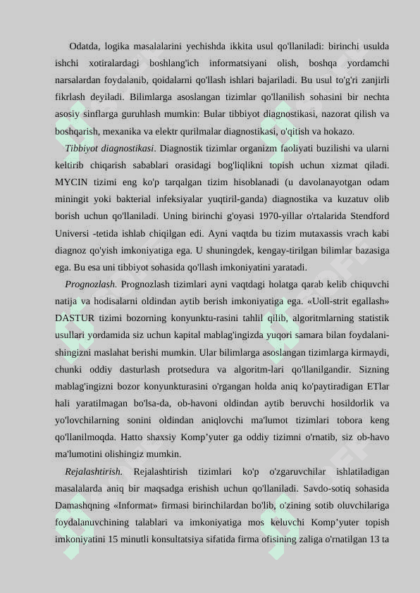 Ekspertli tizimlar. Matematik paketlar 3