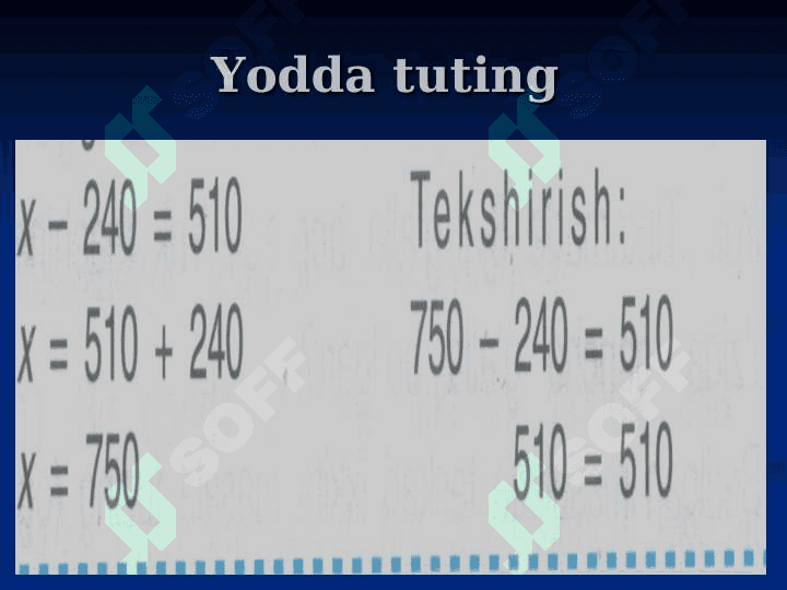 Noma’lum kamayuvchini topish. 2