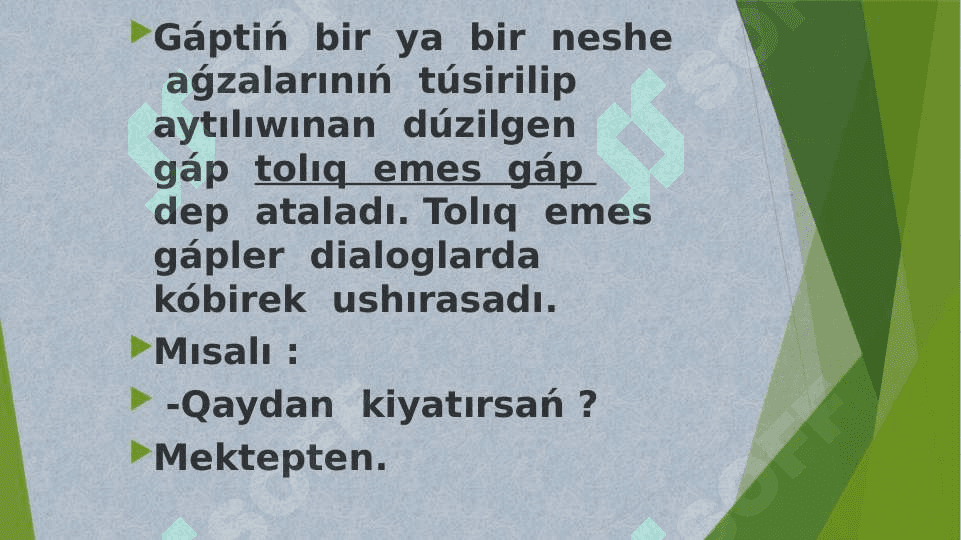 Tolıq hám   tolıq emes gápler 4