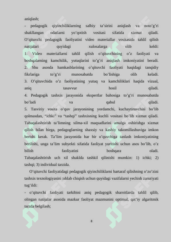 Tarbiyalanuvchilarning bilim, koʻnikma, malakalarini tashxis etish 8
