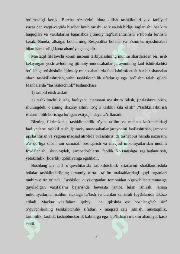 TASHKILOTCHI VA OʻQUVCHILARNING OʻZ-OʻZINI BOSHQARISH ISHLARINING METODIKASI 3