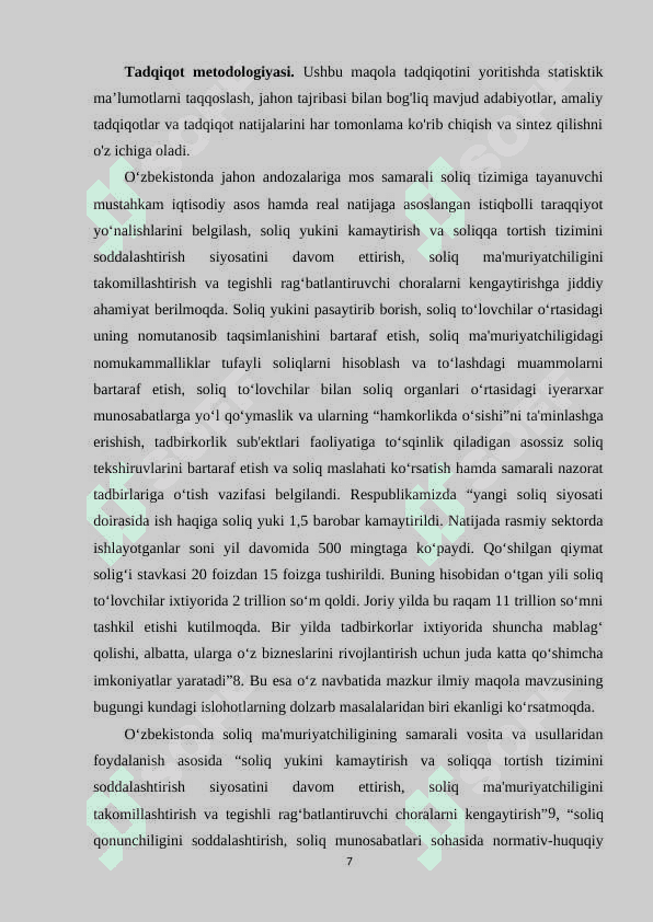 SOLIQ VA UNING IQTISODIY O'SISHGA TA'SIRI 7