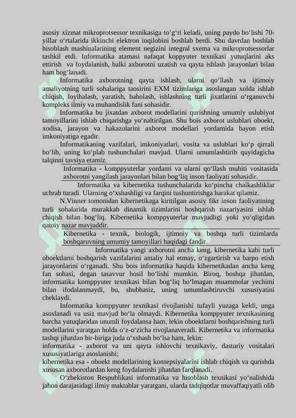 Informatika va raqamli texnologiyalar fanining asosiy rivojlanish yo‘nalishlari 2