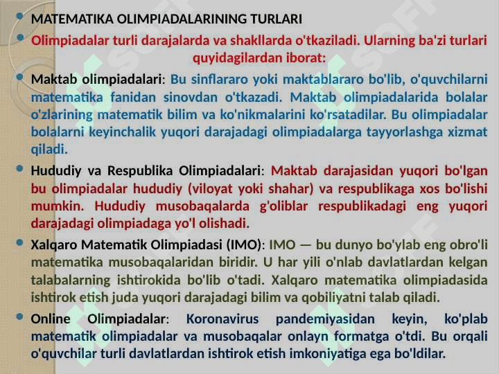 BOSHLANG‘ICH SINFLARDA MATEMATIKADAN OLIMPIADALAR TASHKIL ETISH 8