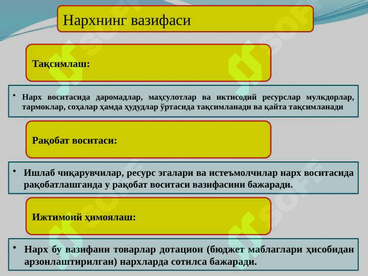 ИҚТИСОДИЁТДА НАРХ  ВА УНИНГ ШАКЛЛАНИШИ 5