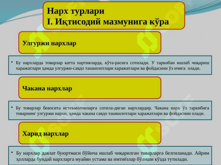 ИҚТИСОДИЁТДА НАРХ  ВА УНИНГ ШАКЛЛАНИШИ 6