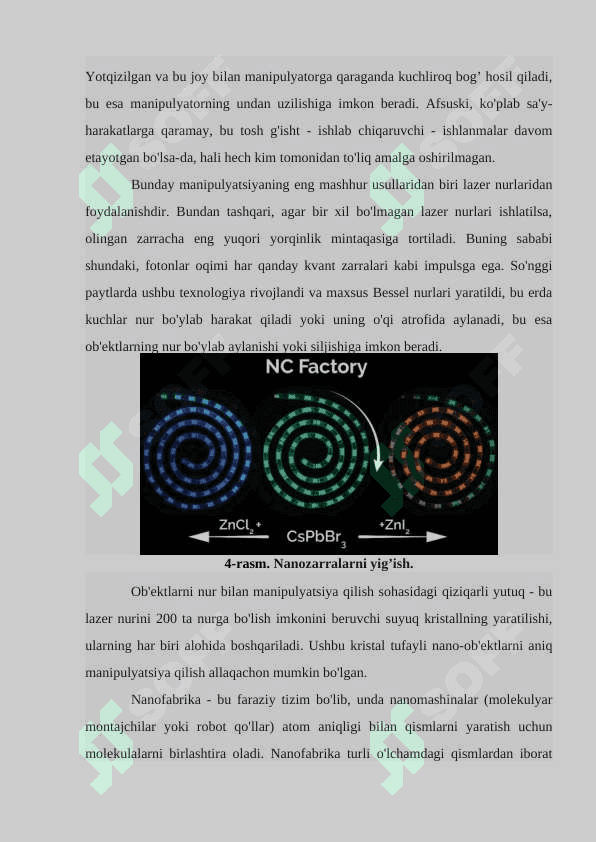 NANOFABRIKALARNING YARATILISHI. NANOSTRUKTURALAR 4