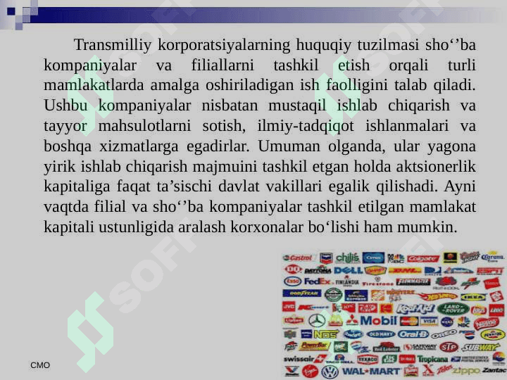 Glabalashuv sharoitida transmilliy korporatsiyalar 6
