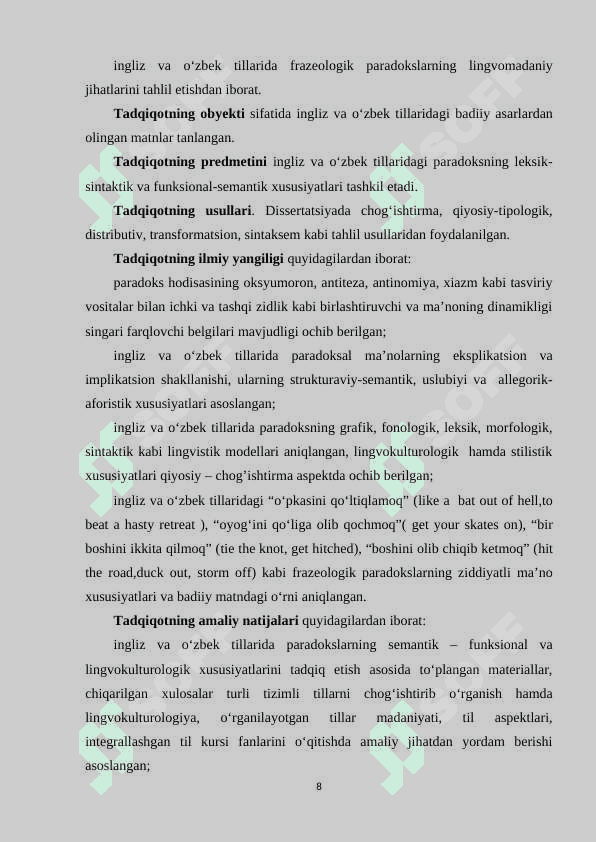INGLIZ VA O‘ZBEK TILLARIDA BADIIY MATN PARADOKSLARINING LINGVOKULTUROLOGIK XUSUSIYATLARI 7