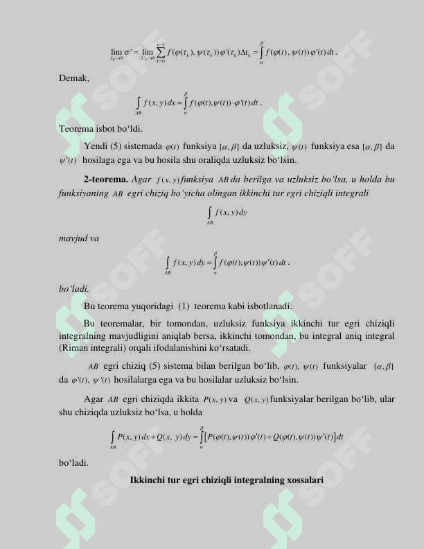 Ikkinchi tur egri chiziqli integral. Grin formulasi. Grin formulasining tatbiqlari 8