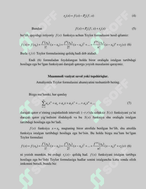 Teylor qatori, elementar funksiyalarni darajali qatorga yoyish 2