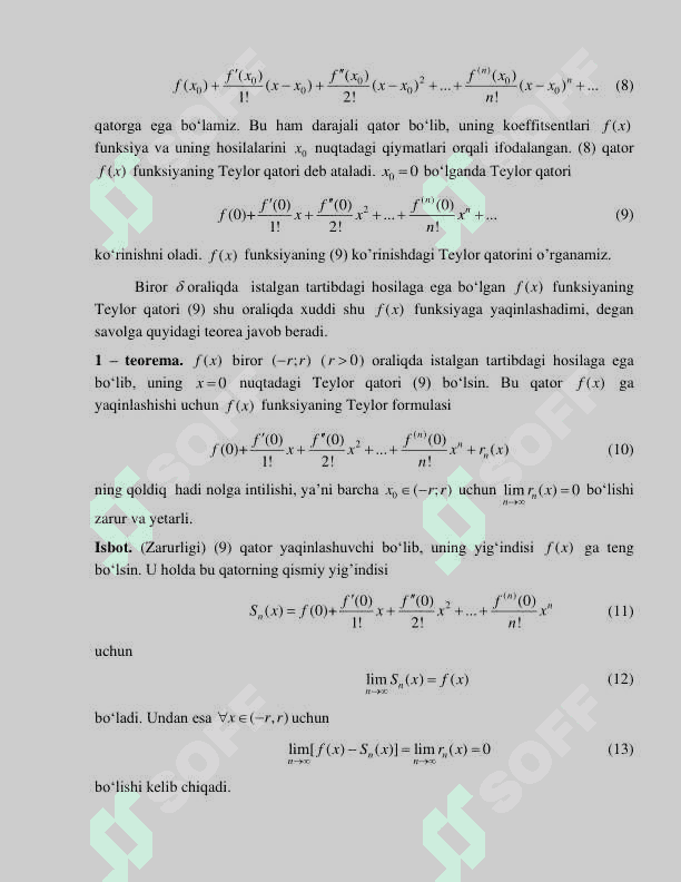 Teylor qatori, elementar funksiyalarni darajali qatorga yoyish 3