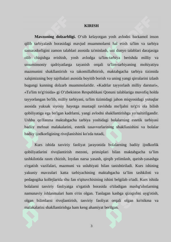 TASVIRIY FAOLIYAT – ESTETIK TARBIYANING ZARURIY VOSITASI SIFATIDA 3