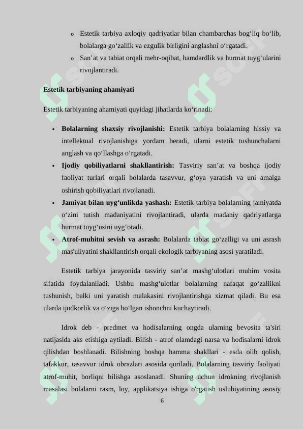TASVIRIY FAOLIYAT – ESTETIK TARBIYANING ZARURIY VOSITASI SIFATIDA 6