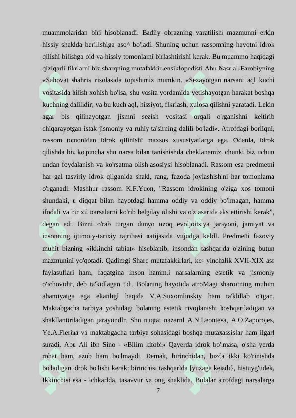 TASVIRIY FAOLIYAT – ESTETIK TARBIYANING ZARURIY VOSITASI SIFATIDA 7
