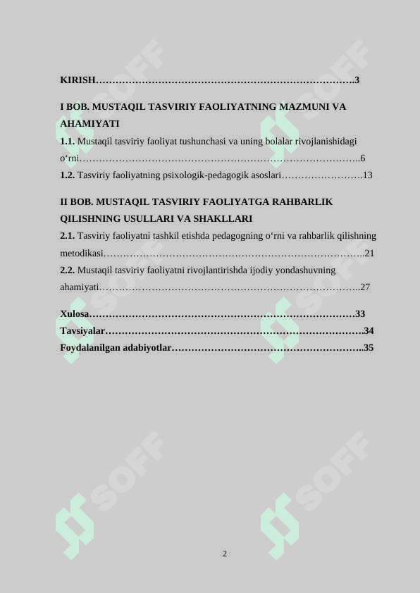 MUSTAQIL TASVIRIY FAOLIYATNING MAZMUNI. MUSTAQIL TASVIRIY FAOLIYATGA RAHBARLIK QILISH 2