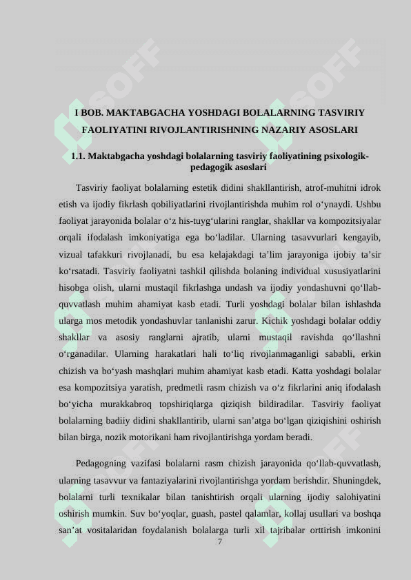 TURLI YOSHDAGI BOLALAR GURUHIDA TASVIRIY FAOLIYATNI TASHKIL QILISH 7