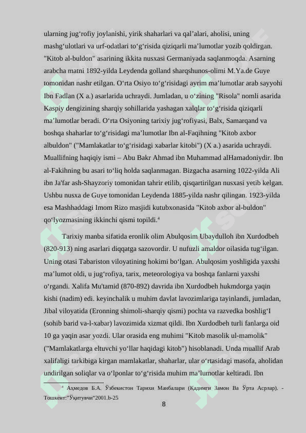 Arab-islom tarixshunoslik maktabi va uning yirik nomayondalari 8