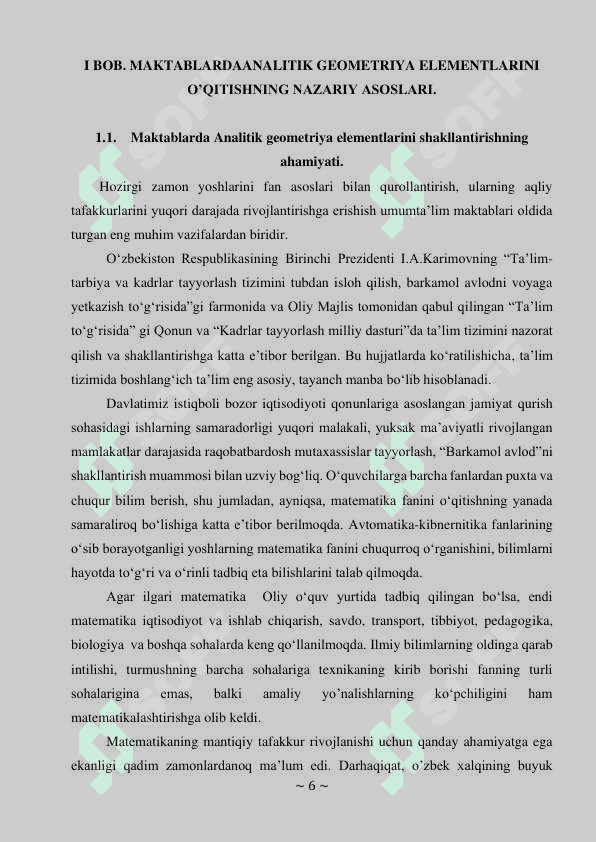 Maktabda “Analitik geometriya elementlarini o’qitish” metodikasi 6