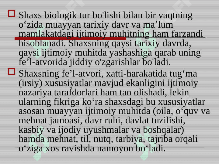 SHAXS IJTIMOIYLASHUVI VA IJTIMOIY HULQ-ATVOR. 2