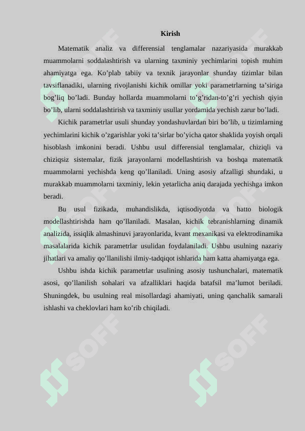 Kichik parametrlar usuli 2
