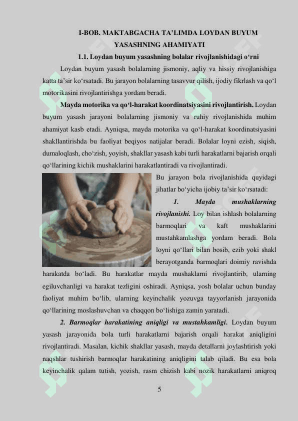 Katta guruhda loydan buyum yasashga o‘rgatish 4