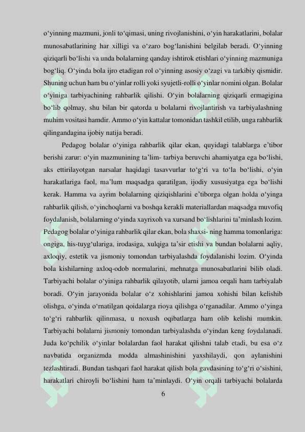 Maktabgacha ta’lim tashkilotida o‘yin faoliyatini tashkil etish 6