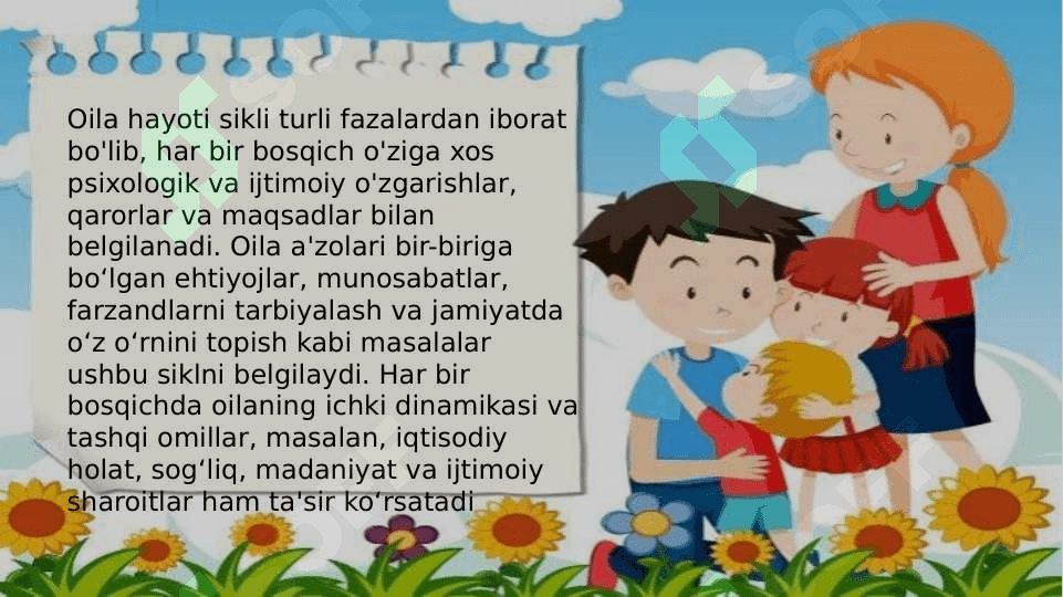 Oila hayotiy siklining assosiy bosqichlari 4