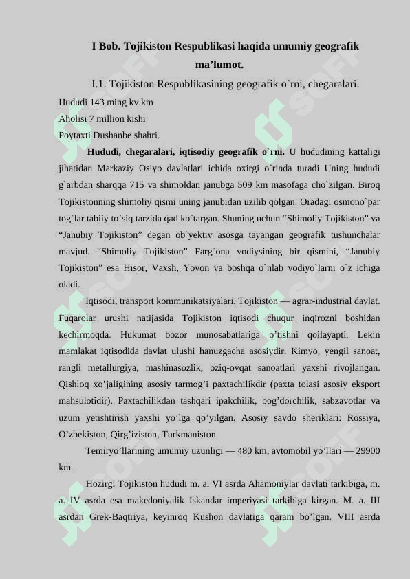 Tojikiston respublikasining geografik o’rni, tabiiy sharoiti va tabiiy resurslari 3