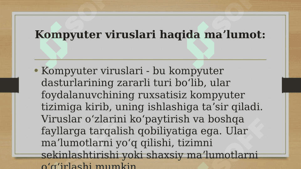 Kamputer Virusi va ularning turlari 2
