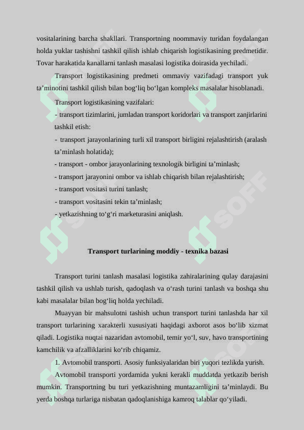 Transport vositalarining turlari va ularning moddiy texnika bazasi 3