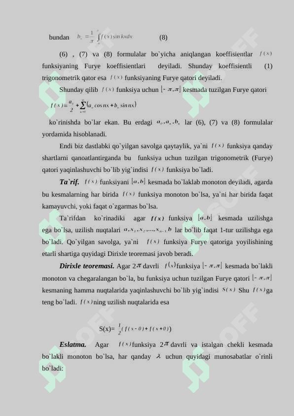 Fure qatorlar va fure  kofisentlar 5