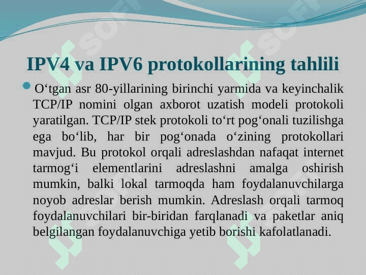 TCP/IP tarmoq protokoli. Ularni sozlash. 5