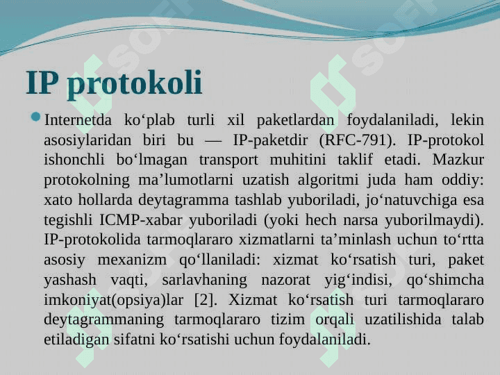 TCP/IP tarmoq protokoli. Ularni sozlash. 7