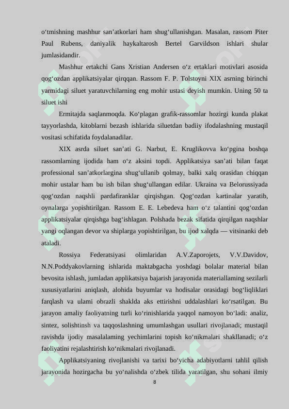 Maktabgacha yoshdagi bolalarni applikatsiya ishlariga o'rgatish. 8