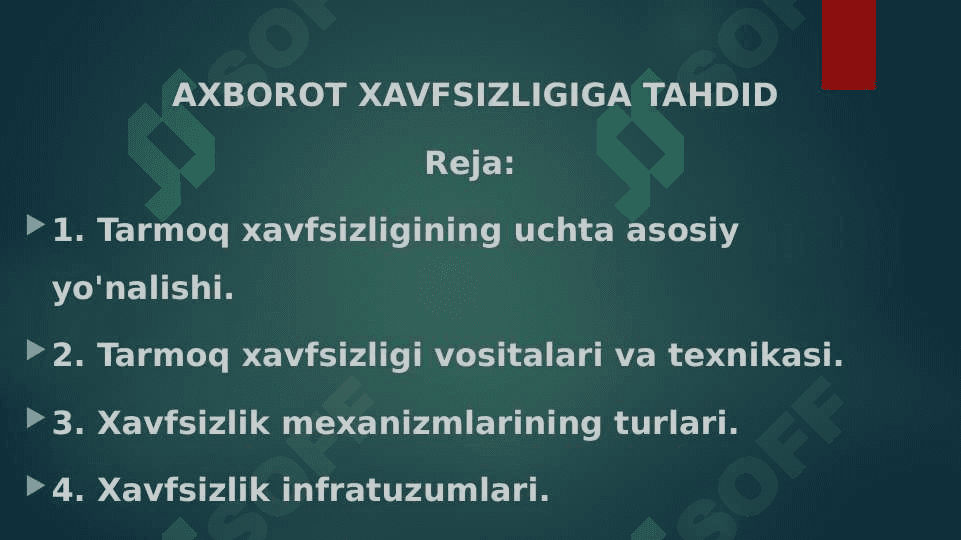 AXBOROT XAVFSIZLIGIGA TAHDID TAQDIMOT SLAYD 2