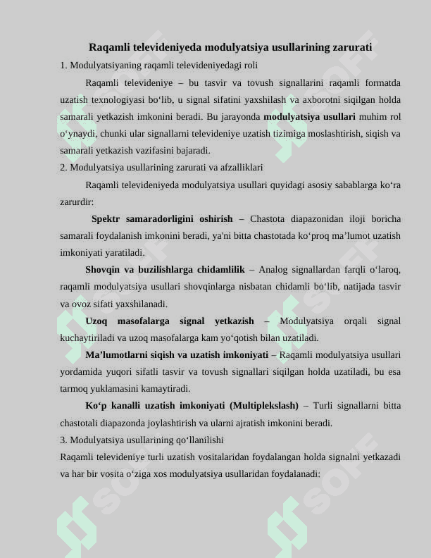 Raqamli televideniyeda signallarni uzatishda qo‘llaniladigan modulyatsiya usullari 6