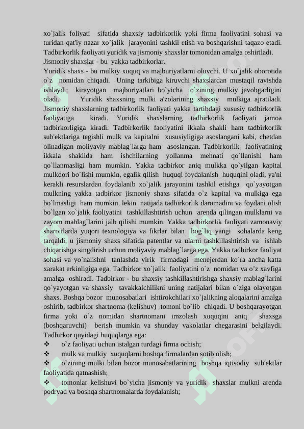 Tadbirkorlik turlari va shakllari 2