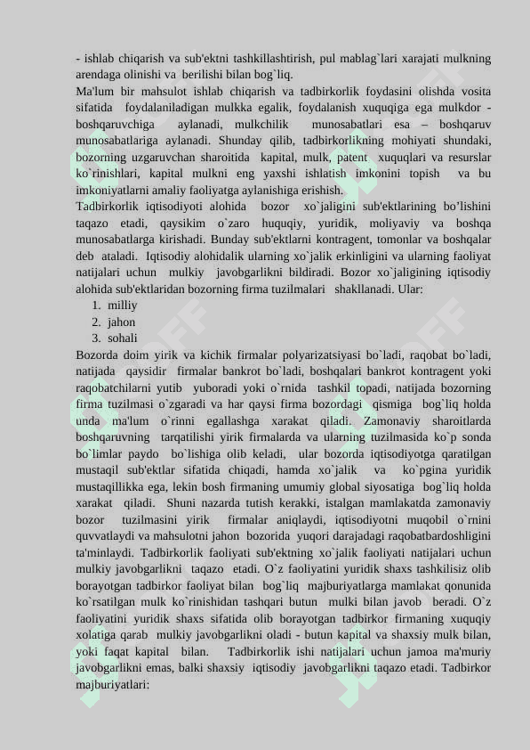 Tadbirkorlik turlari va shakllari 4