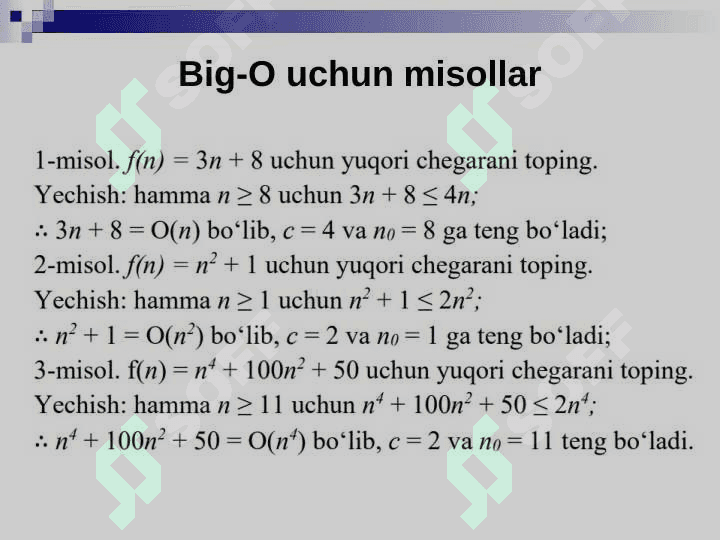Algoritmlarning murakkabligi va ularni baholash 8
