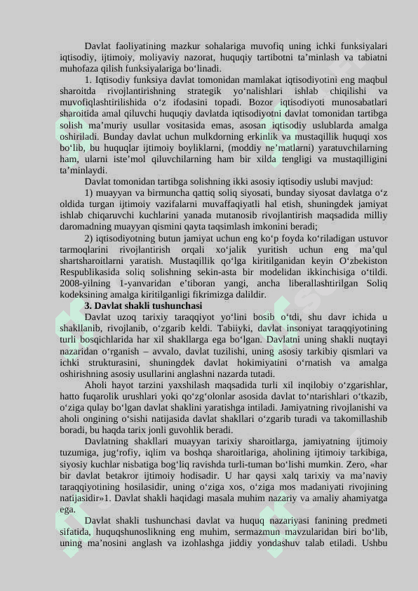 Davlatning funksiyalari, shakllari va mexanizmi 5