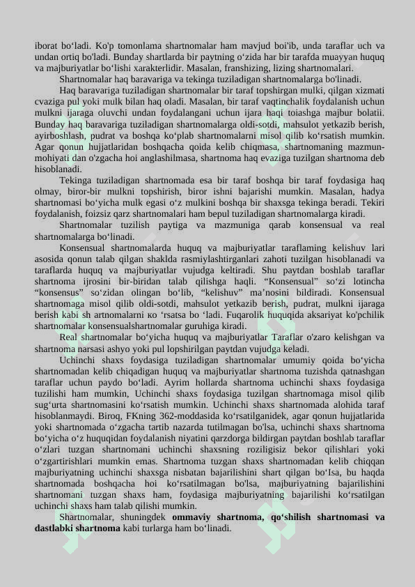 Shartnomaviy munosabatlar va ularni huquqiy tartibga solish. 4