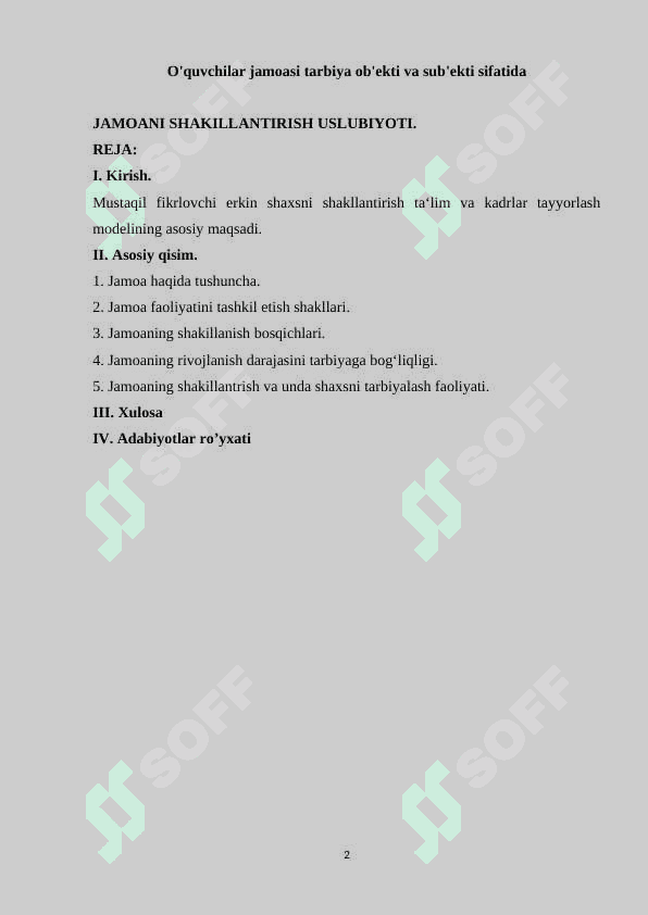 O'quvchilar jamoasi tarbiya ob'ekti va sub'ekti sifatida 2